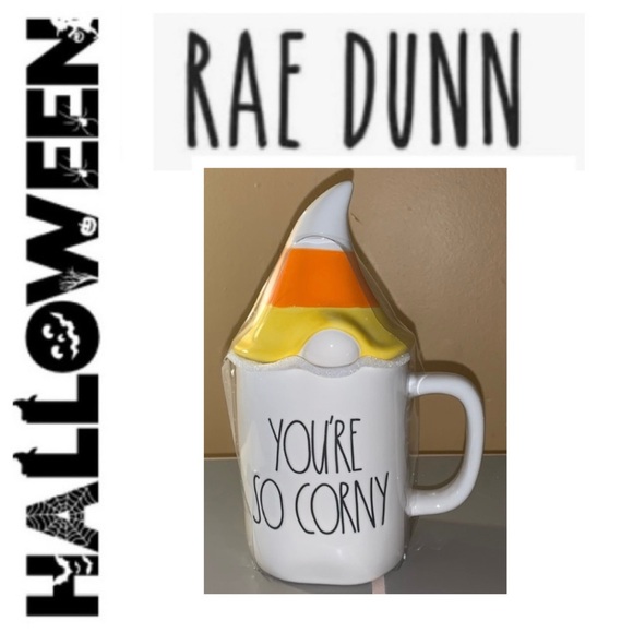 🫟 RAE DUNN Halloween Gnome You’re So Corny Figural Mug Candy Corn NIB - Picture 1 of 7